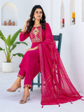 Women's Cotton Blend Kurta Set with Chanderi Dupatta
