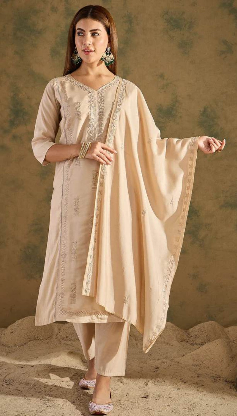 Beige Royal Charm Kurti Set