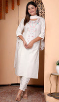 Pure White Cotton Comfort Kurti Set