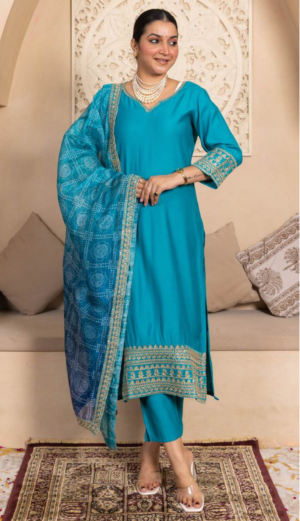 Rama Luxe Chanderi Dupatta Kurti Set