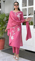 Blush Bloom Viscose Silk Kurti Set