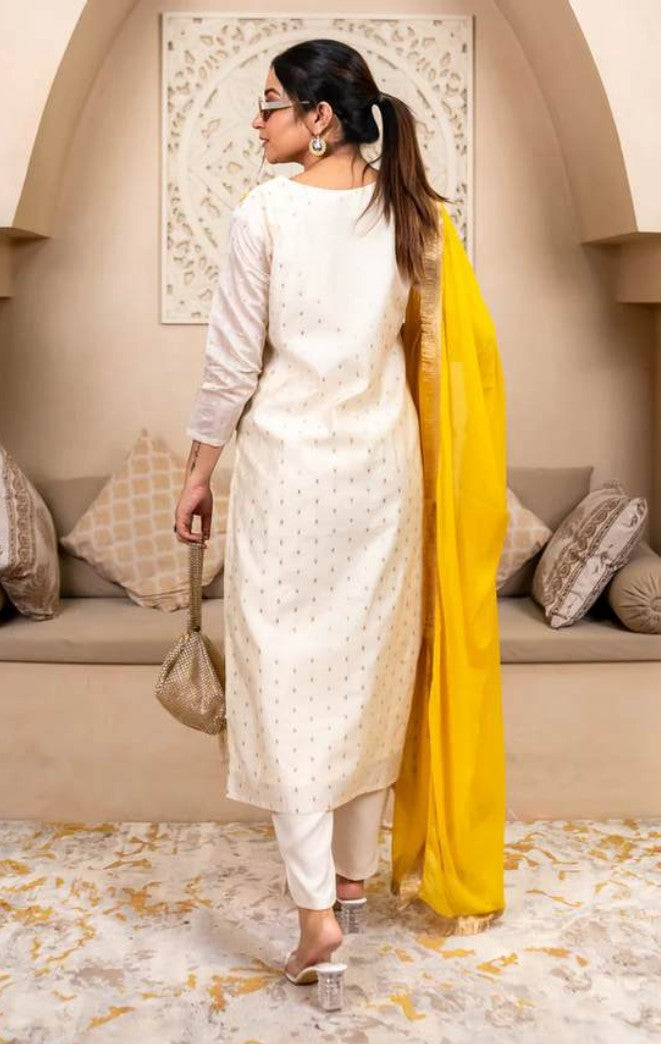 Ivory Grace Chanderi Silk Kurti Set