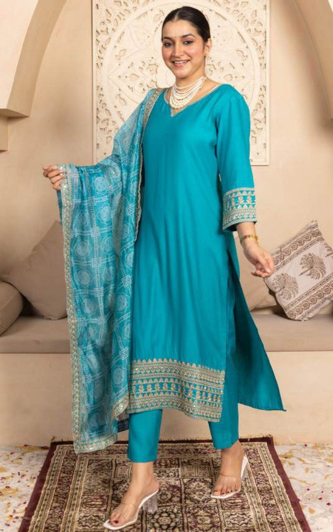 Rama Luxe Chanderi Dupatta Kurti Set