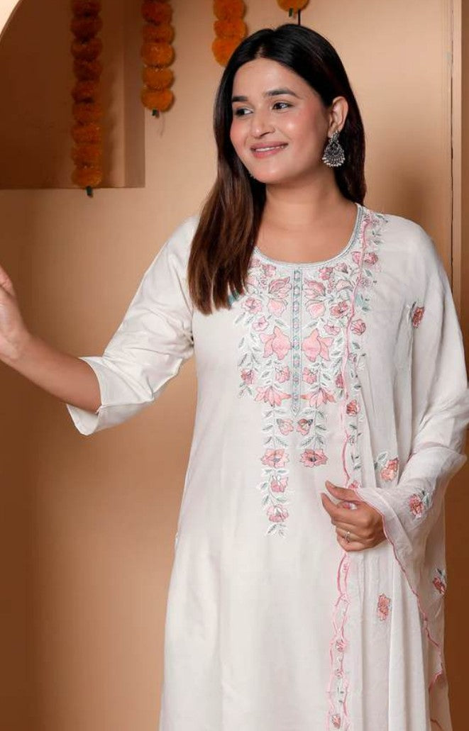 Pure White Cotton Comfort Kurti Set