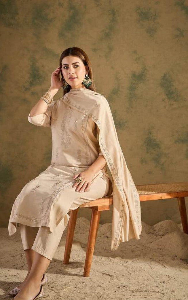 Beige Royal Charm Kurti Set