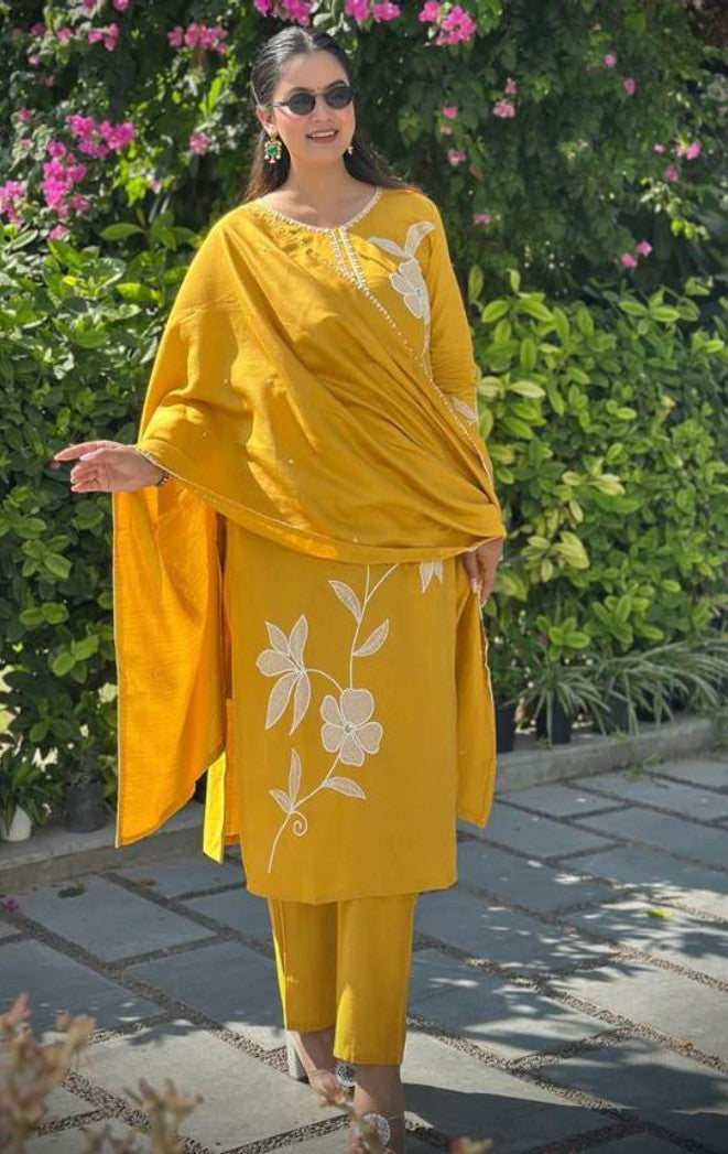 Sunshine Glow Viscose Silk Kurti Set