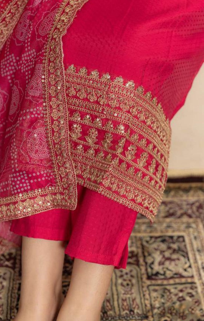 Pink Elegance Chanderi Kurti Set