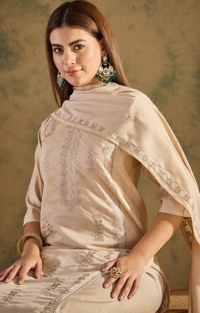 Beige Royal Charm Kurti Set
