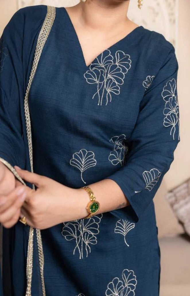 Teal Majesty Silk Blend Kurti Set