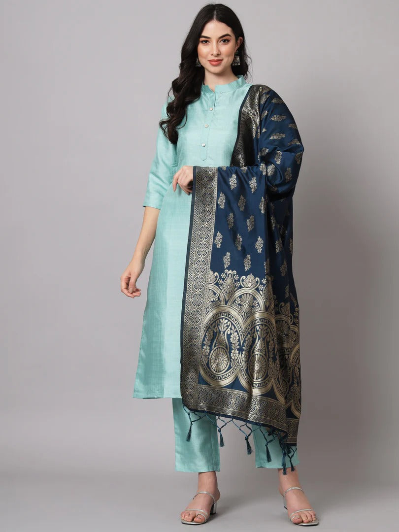 Women's Cotton Silk Kurta Set with Banarasi Dupatta