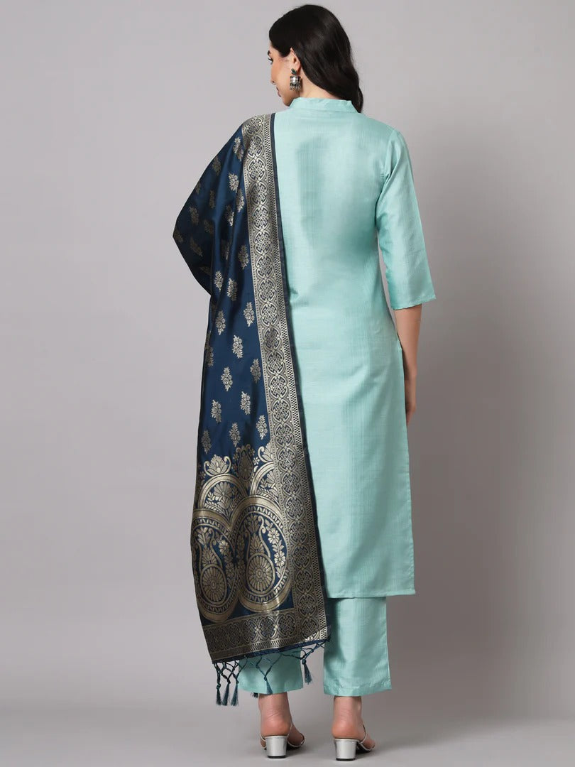 Women's Cotton Silk Kurta Set with Banarasi Dupatta