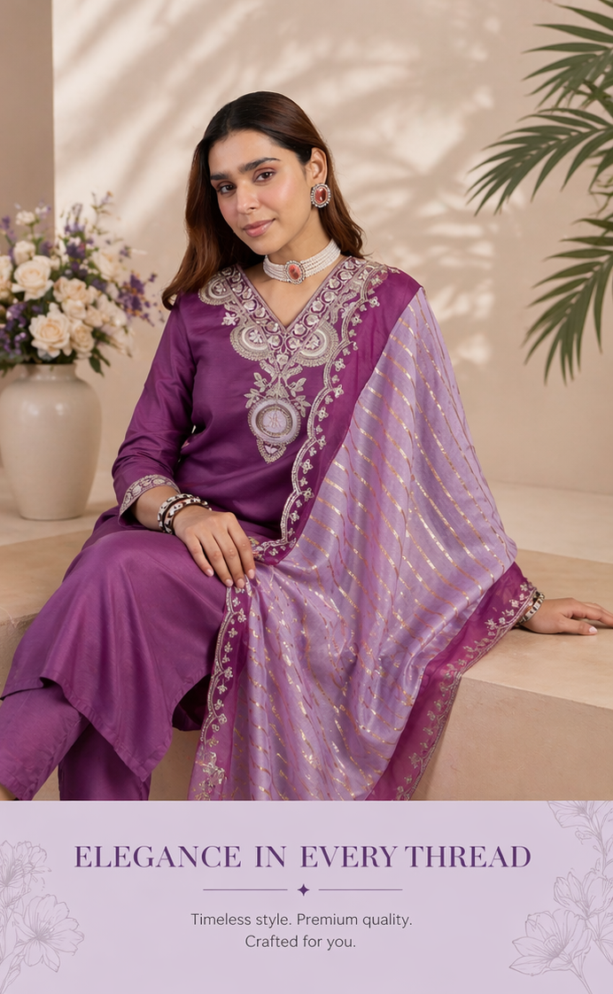 Royal Bloom Zora Silk Kurti Set
