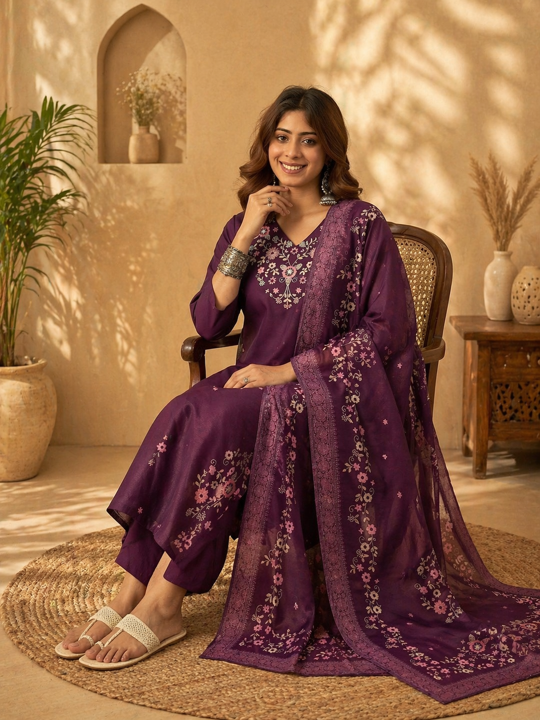 Royal Grace Roman Silk Kurta Set