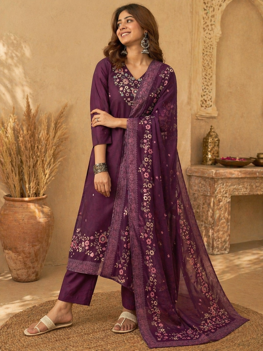 Royal Grace Roman Silk Kurta Set
