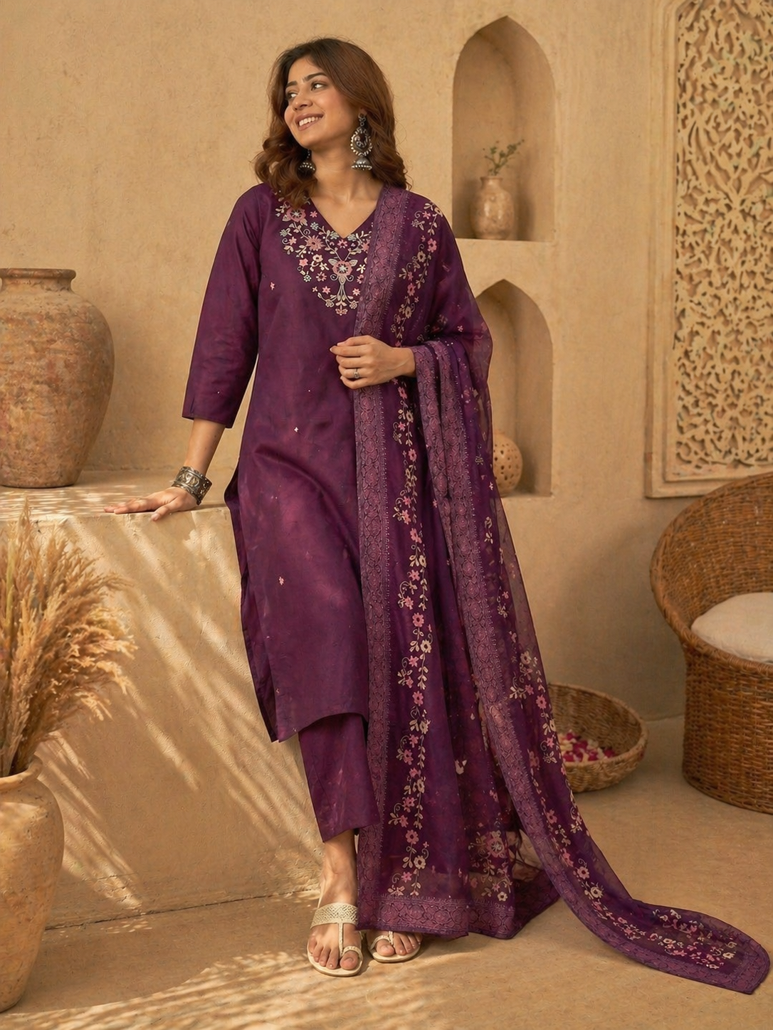 Royal Grace Roman Silk Kurta Set
