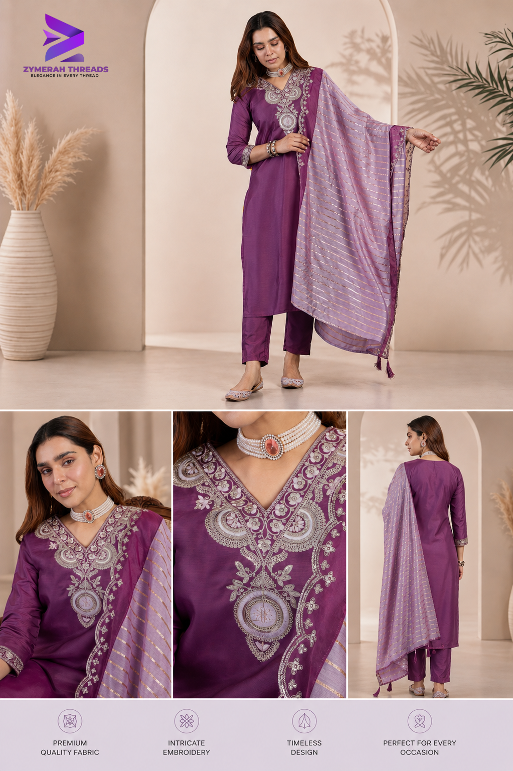 Royal Bloom Zora Silk Kurti Set