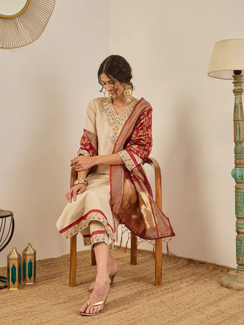 Banarasi Royale Silk Blend Kurti Set