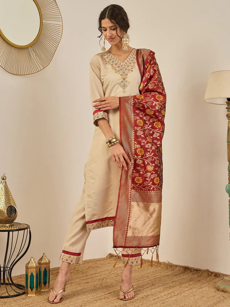Banarasi Royale Silk Blend Kurti Set