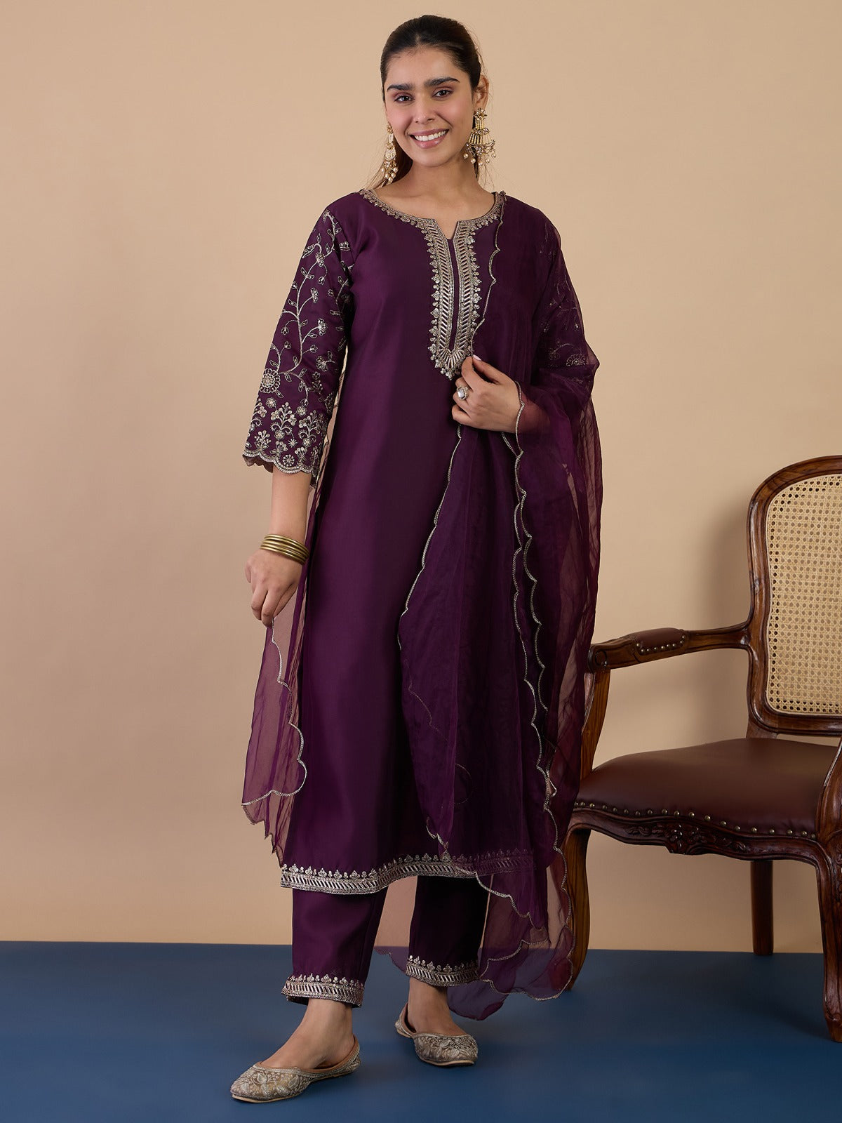 Muslin Grace Embroidered Kurti Set