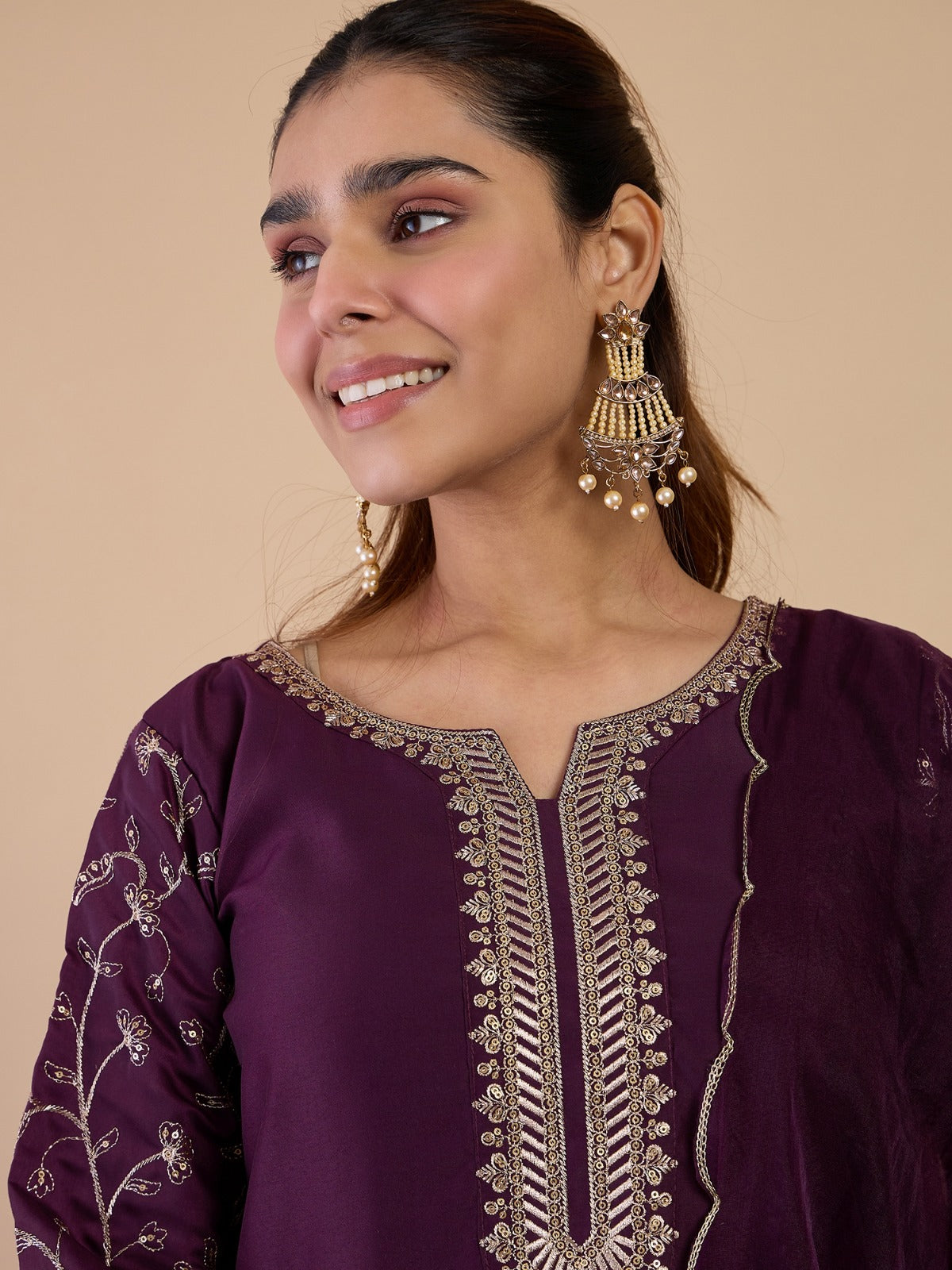 Muslin Grace Embroidered Kurti Set
