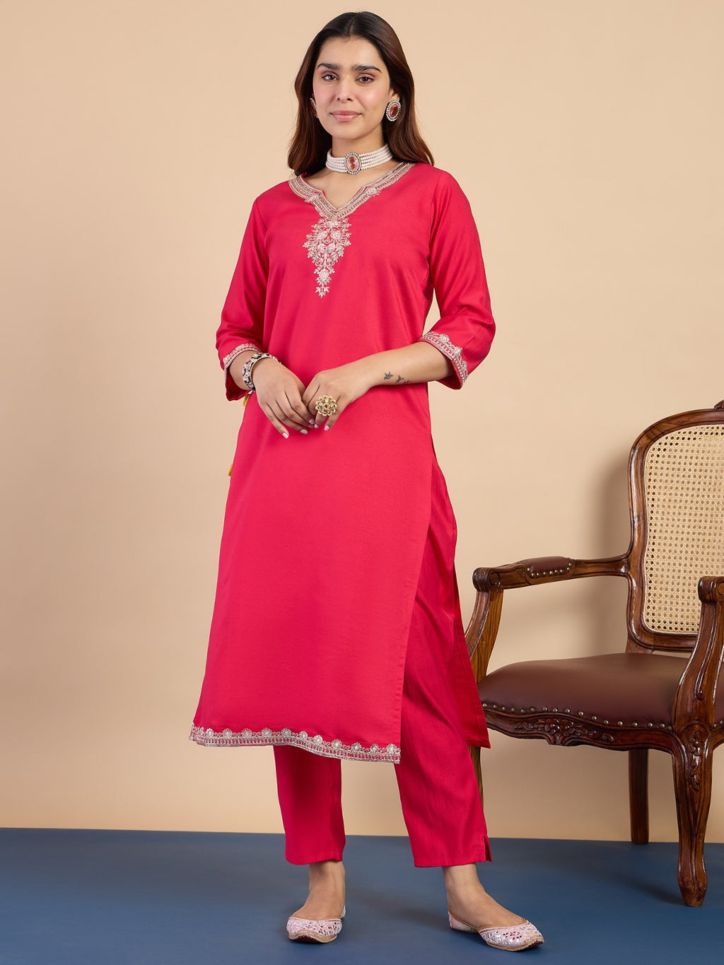 Floral Heritage Gadwal Silk Kurti Set