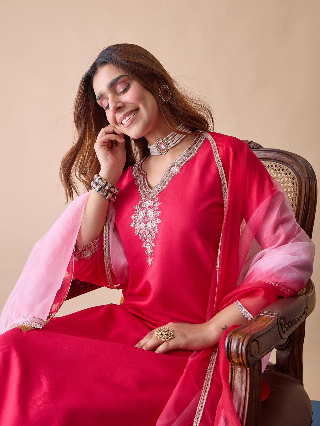 Floral Heritage Gadwal Silk Kurti Set